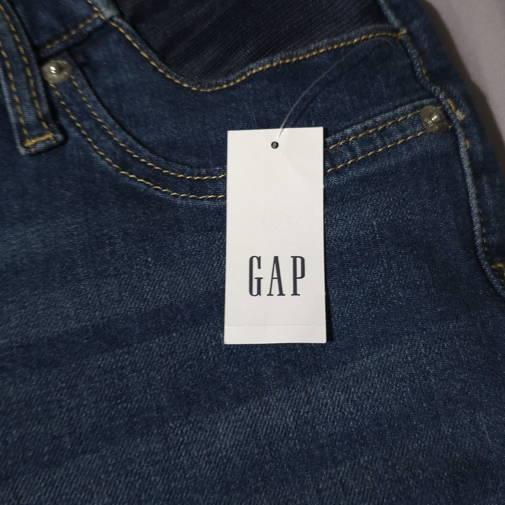 GAP Maternity Jeans, Inset Panel Girlfriend Jeans, Sz 32/14R, Medium Wash NWT - Picture 5 of 11